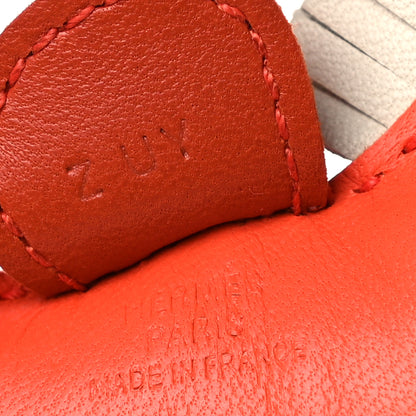 Hermes Milo Lambskin Grigri Rodeo Horse Bag Charm PM Orange Poppy Craie Terre Battue 3 of 4