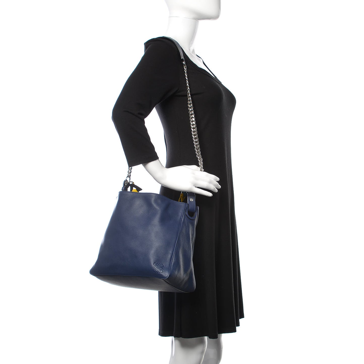 Calfskin V Bucket Bag Blue