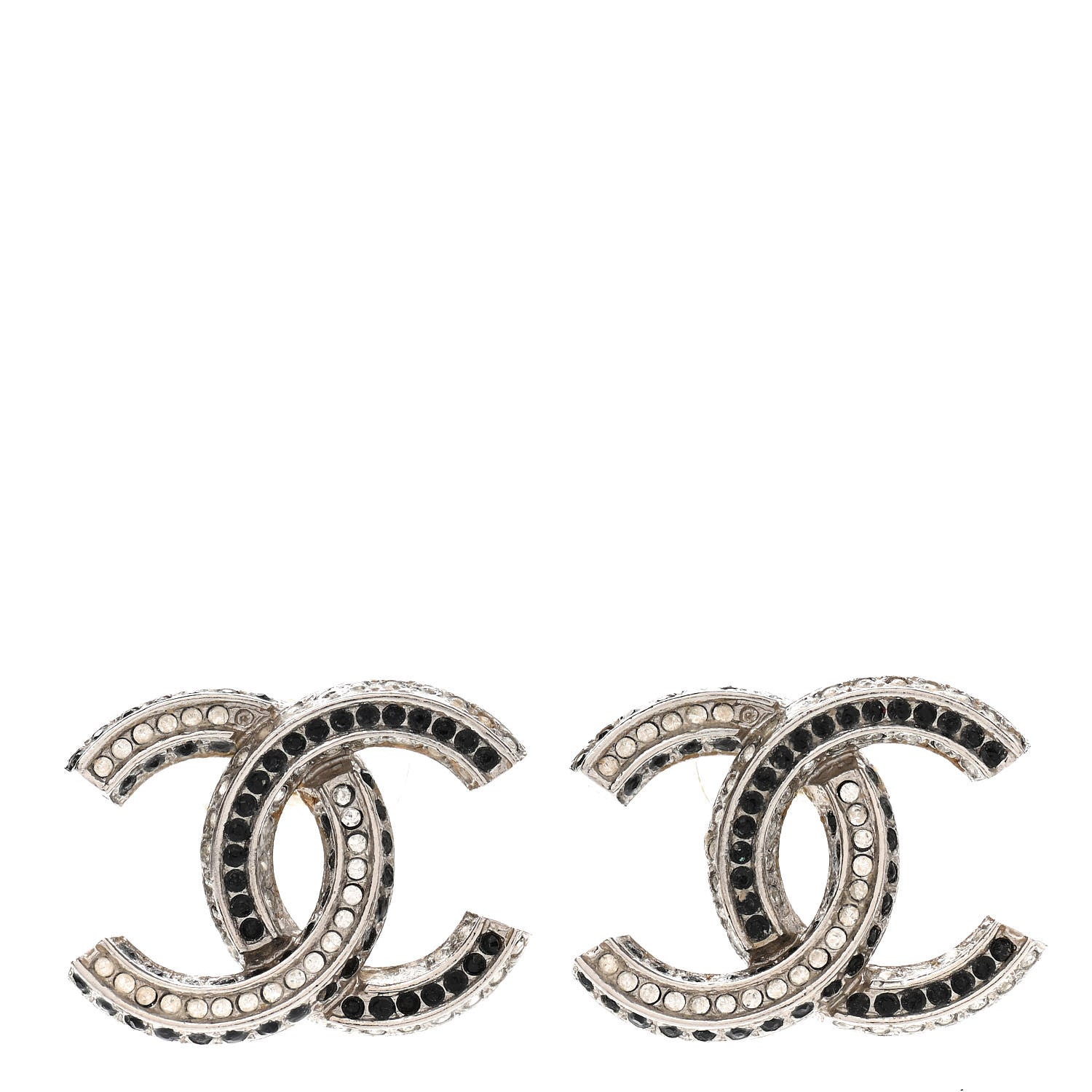 Chanel Crystal CC Earrings Gold Black 1 of 6