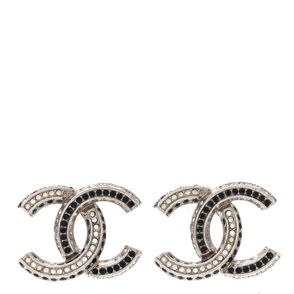 Chanel Crystal CC Earrings Gold Black 1 of 6