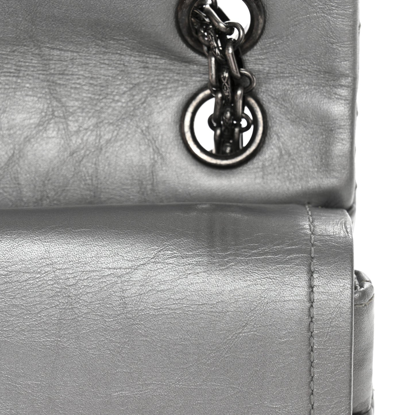 Metallic Aged Calfskin Quilted 2.55 Reissue 226 Flap Silver