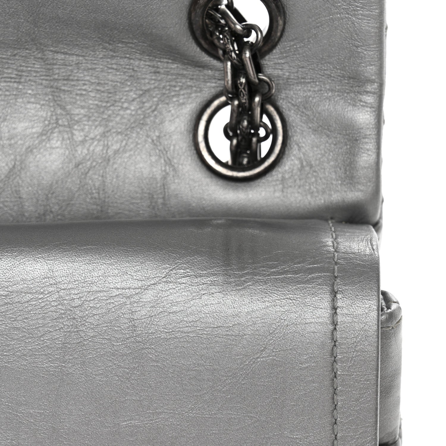 Chanel Metallic Aged Calfskin Quilted 2.55 Reissue 226 Flap Silver 13 of 13