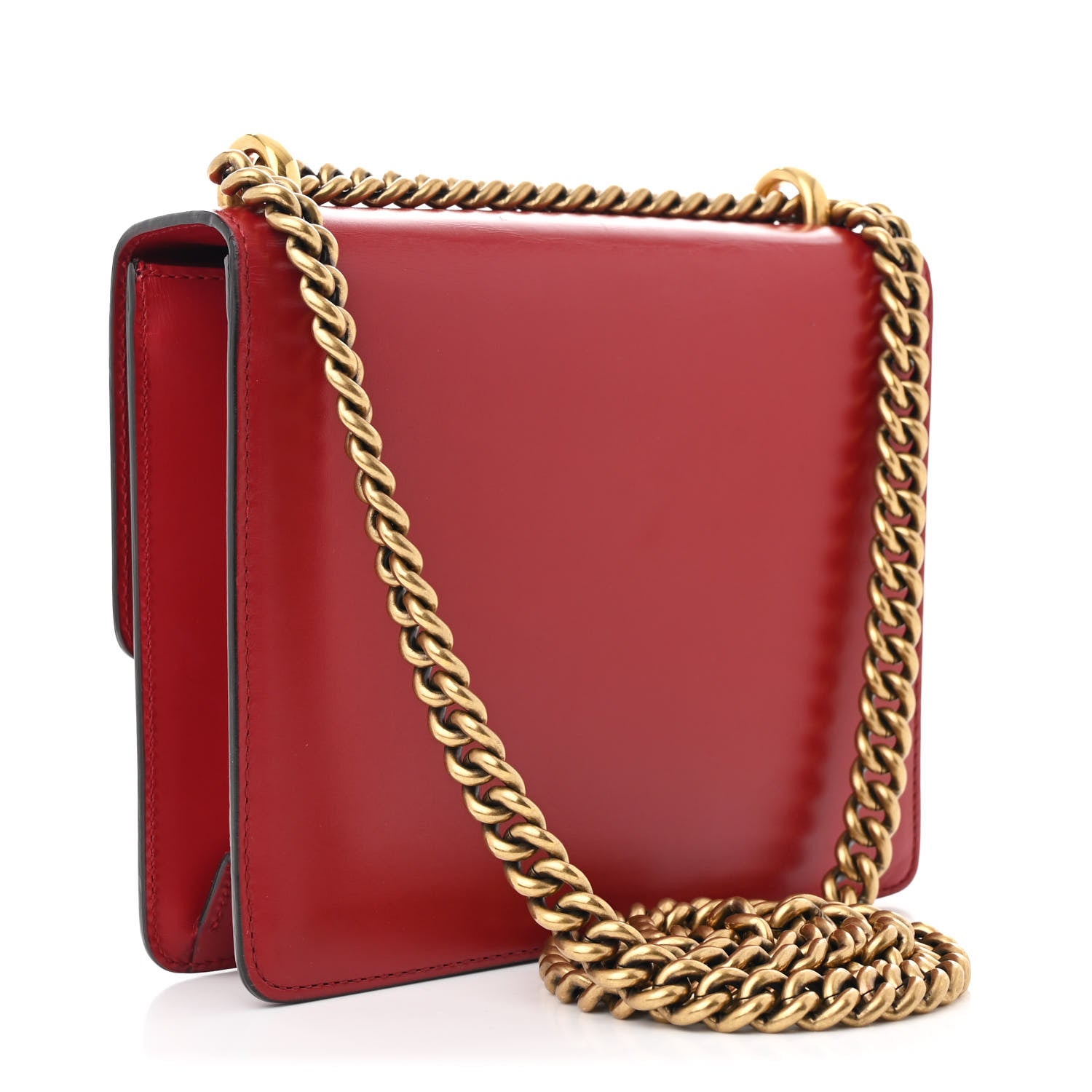 Gucci Knight Calfskin Small GG Marmont Chain Handle Bag Hibiscus Red 3 of 10