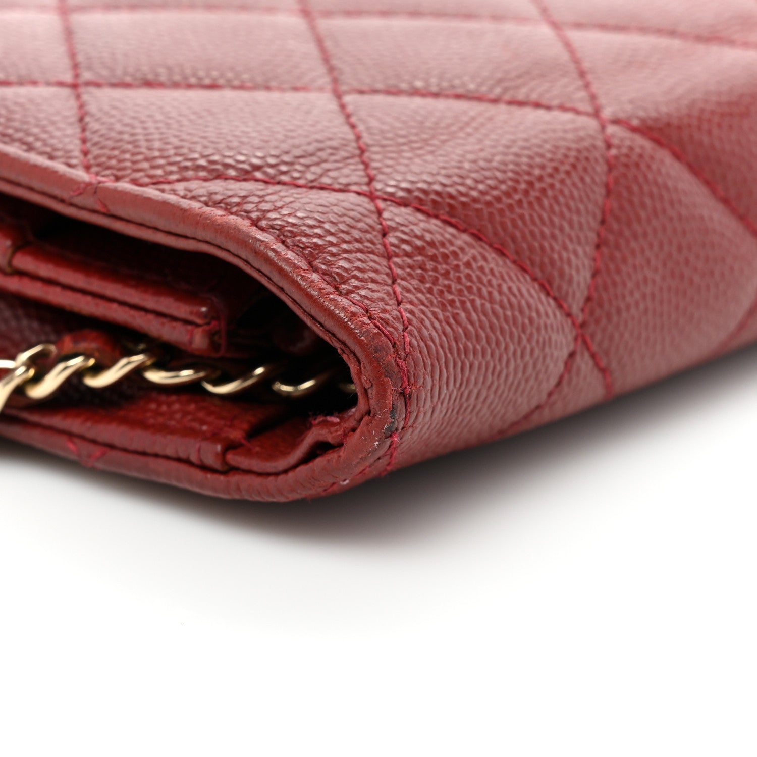 Chanel Caviar Quilted Golden Class Wallet On Chain WOC Red 16 of 17