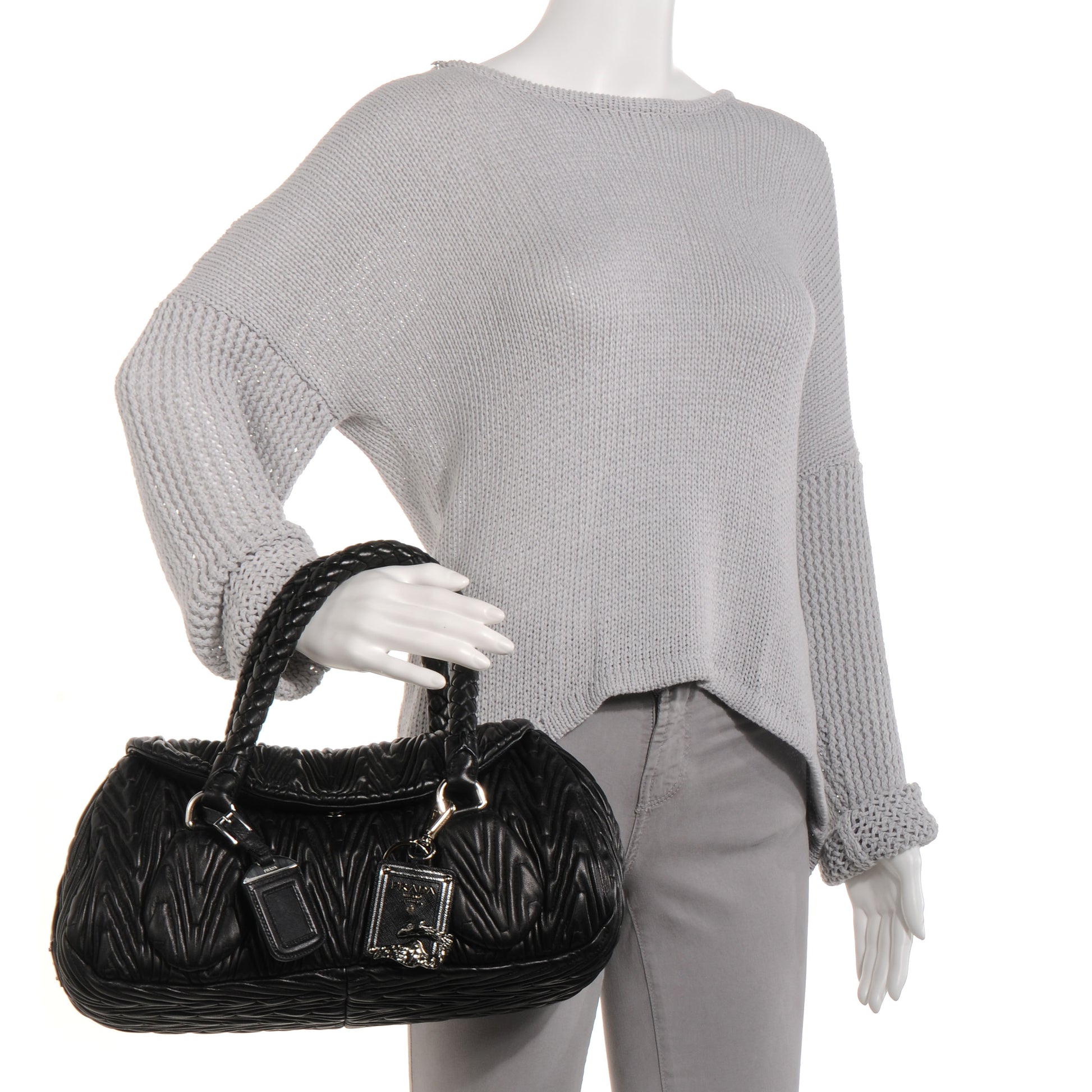 Prada Nappa Chevron Bag Nero Black 2 of 10