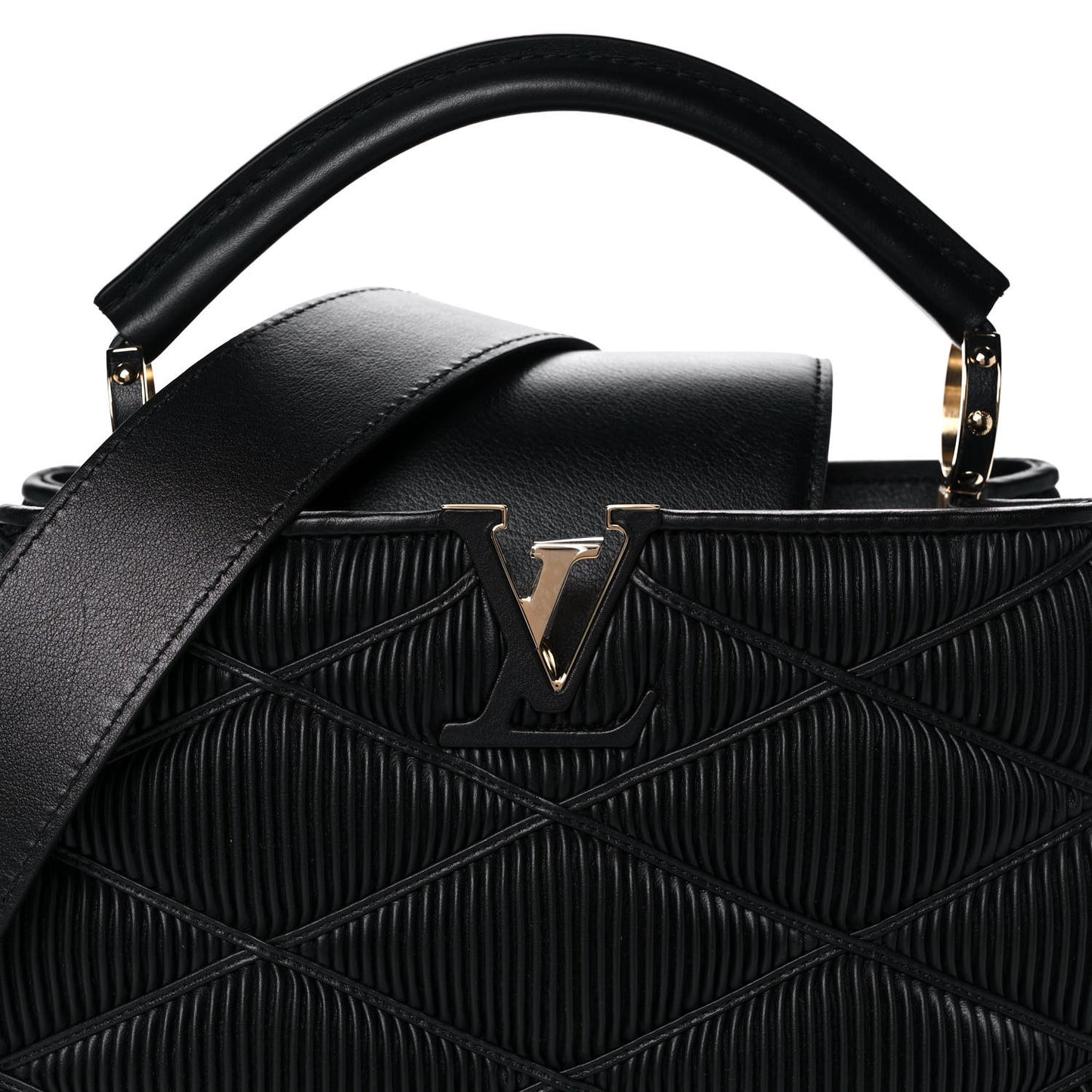 Calfskin Pleated Capucines BB Black