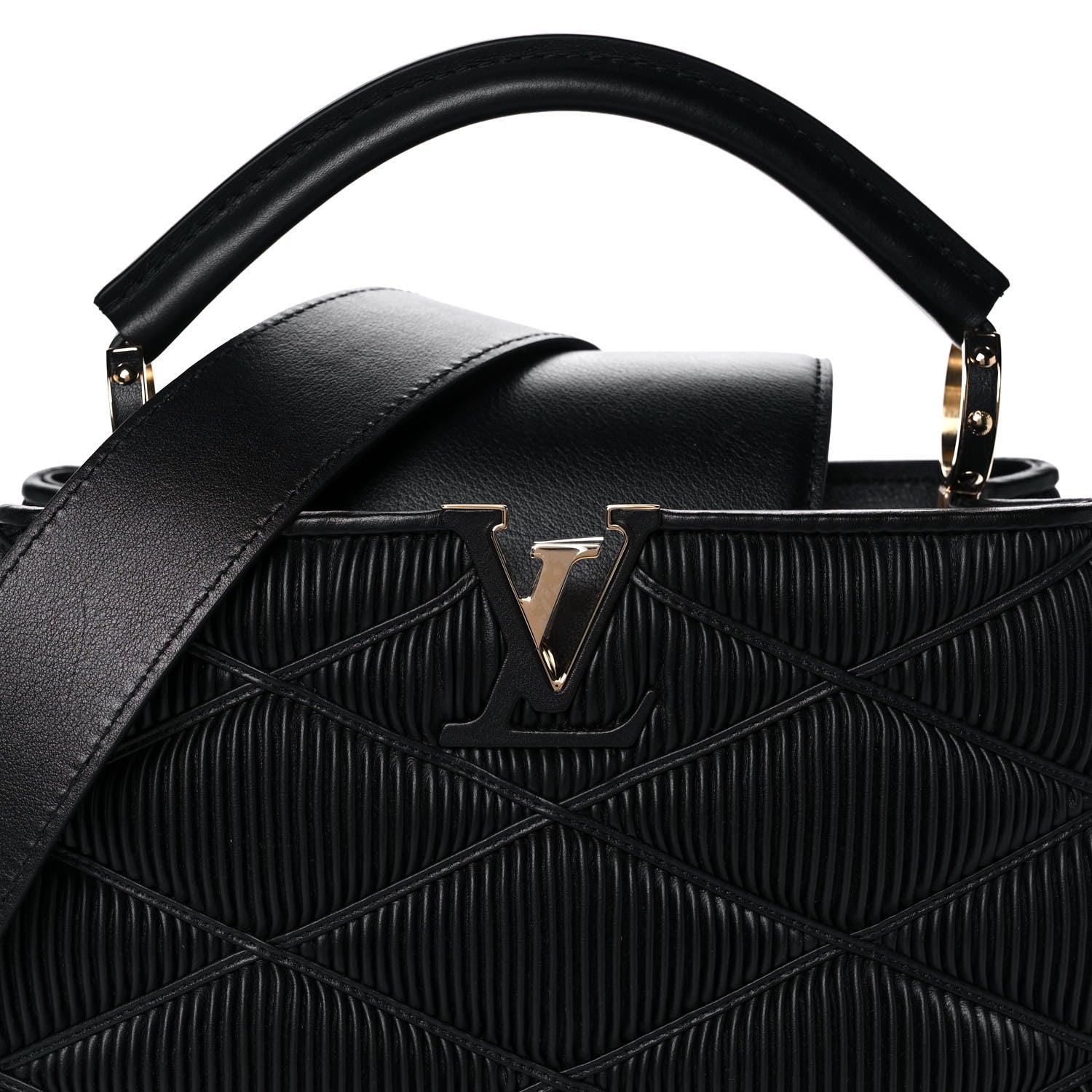 Louis Vuitton Calfskin Pleated Capucines BB Black 8 of 11