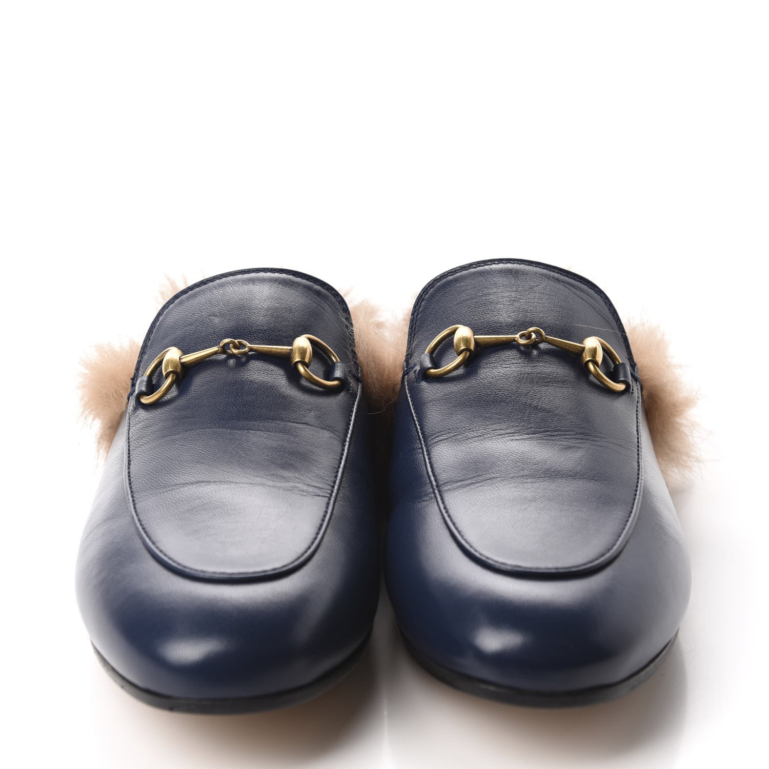 Gucci Malaga Kid Fur Womens Princetown Slippers 39 Blue Agata 2 of 9