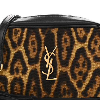 Saint Laurent Canvas Calfskin Leopard Print Monogram Mini Lou Camera Bag Brown 8 of 11