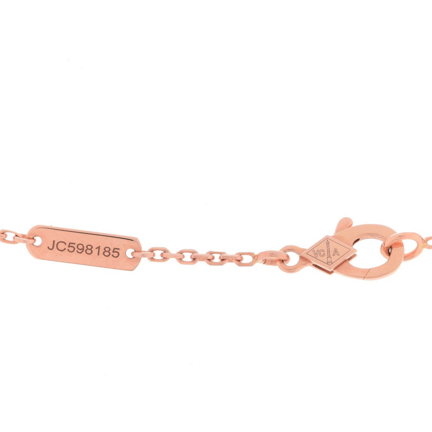 18K Rose Gold Diamond Rhodonite Vintage Alhambra Pendant Necklace