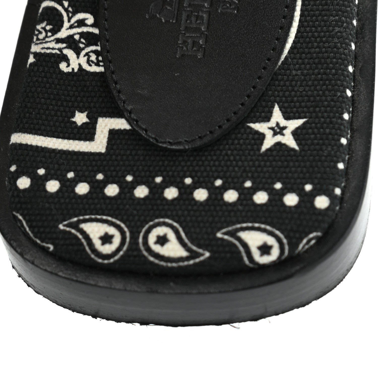Hermes Box Cotton Canvas Printed Les Cles Bandana Oran Sandals 36 Black 10 of 10