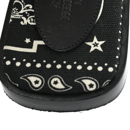 Hermes Box Cotton Canvas Printed Les Cles Bandana Oran Sandals 36 Black 10 of 10