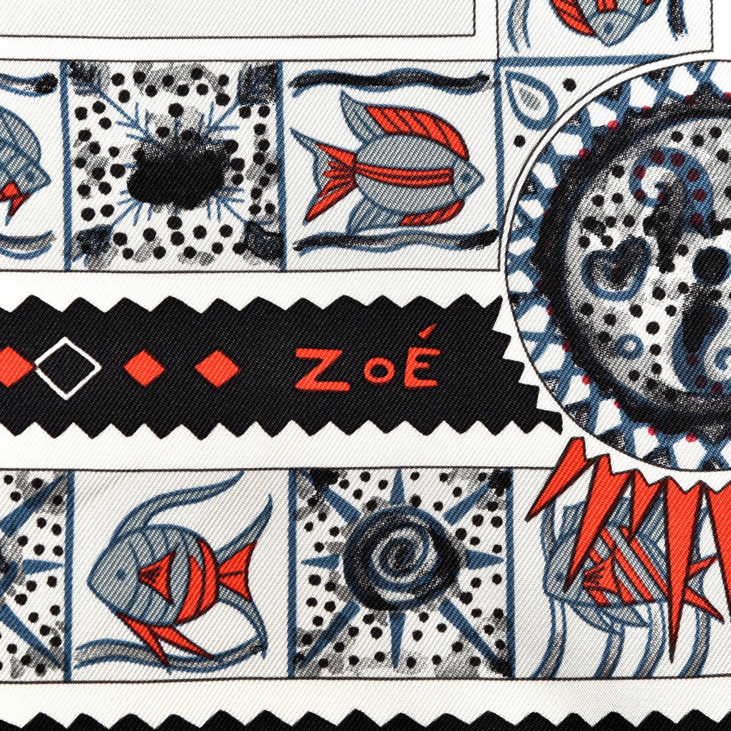 Silk Ors Blues d'Afrique Scarf 90 Noir Gris Rouge