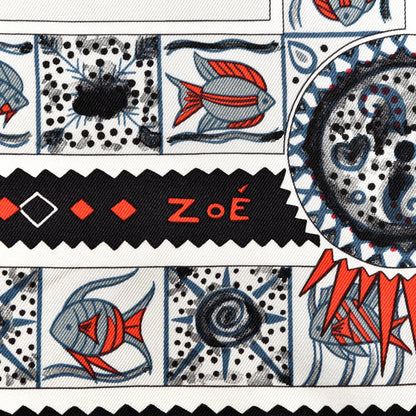 Hermes Silk Ors Blues d'Afrique Scarf 90 Noir Gris Rouge 6 of 7