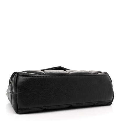 Saint Laurent Calfskin Quilted Toy Loulou Puffer Monogram Monochrome Chain Satchel Black 4 of 10