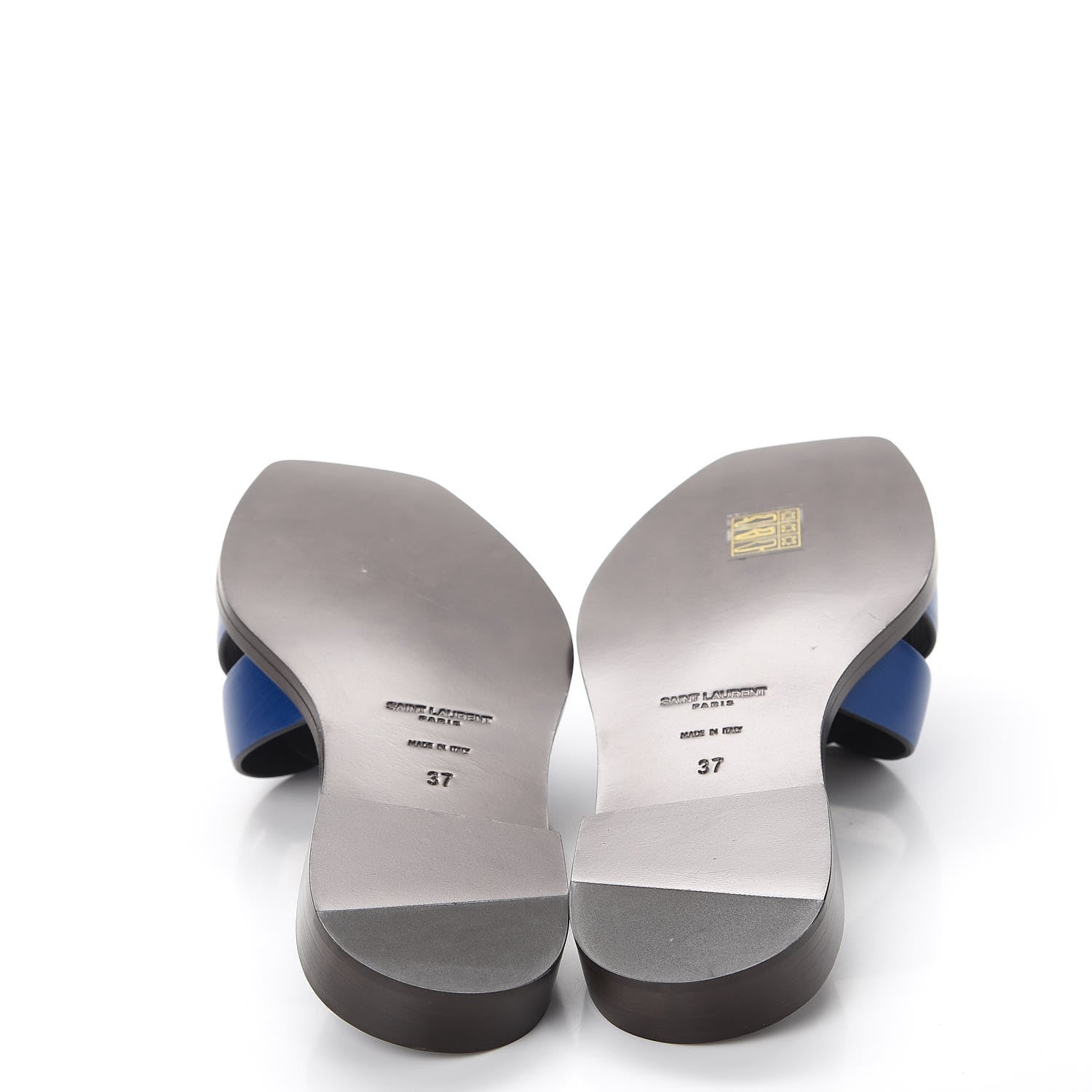 Saint Laurent Calfskin Nu Pied 05 Slide Sandals 37 Blue Majorelle 5 of 9