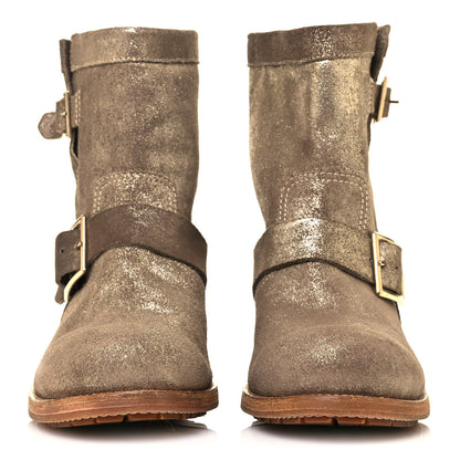 Jimmy Choo Metallic Suede Youth Biker Boots 40.5 Gold 2 of 7