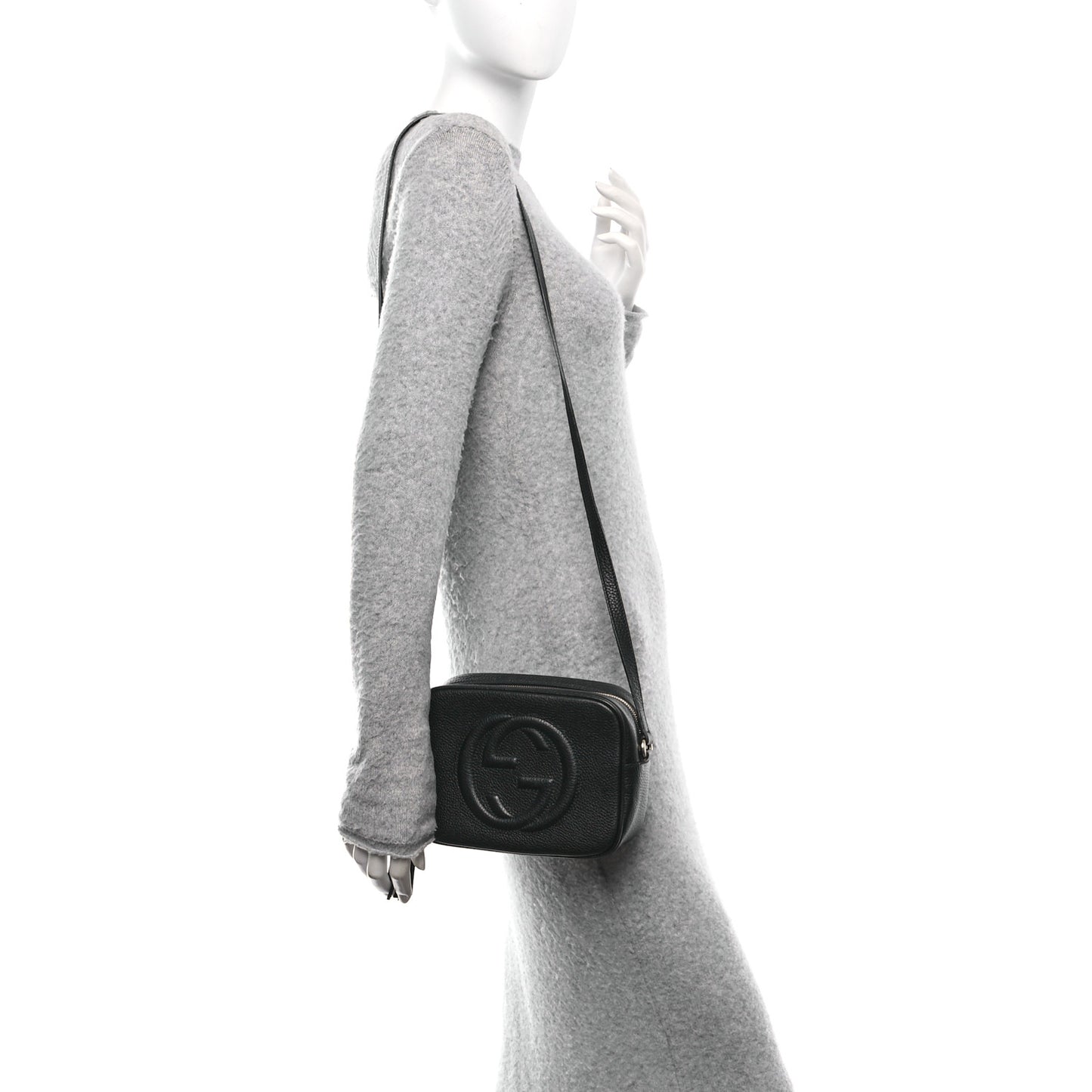 Pebbled Calfskin Small Soho Disco Bag Black