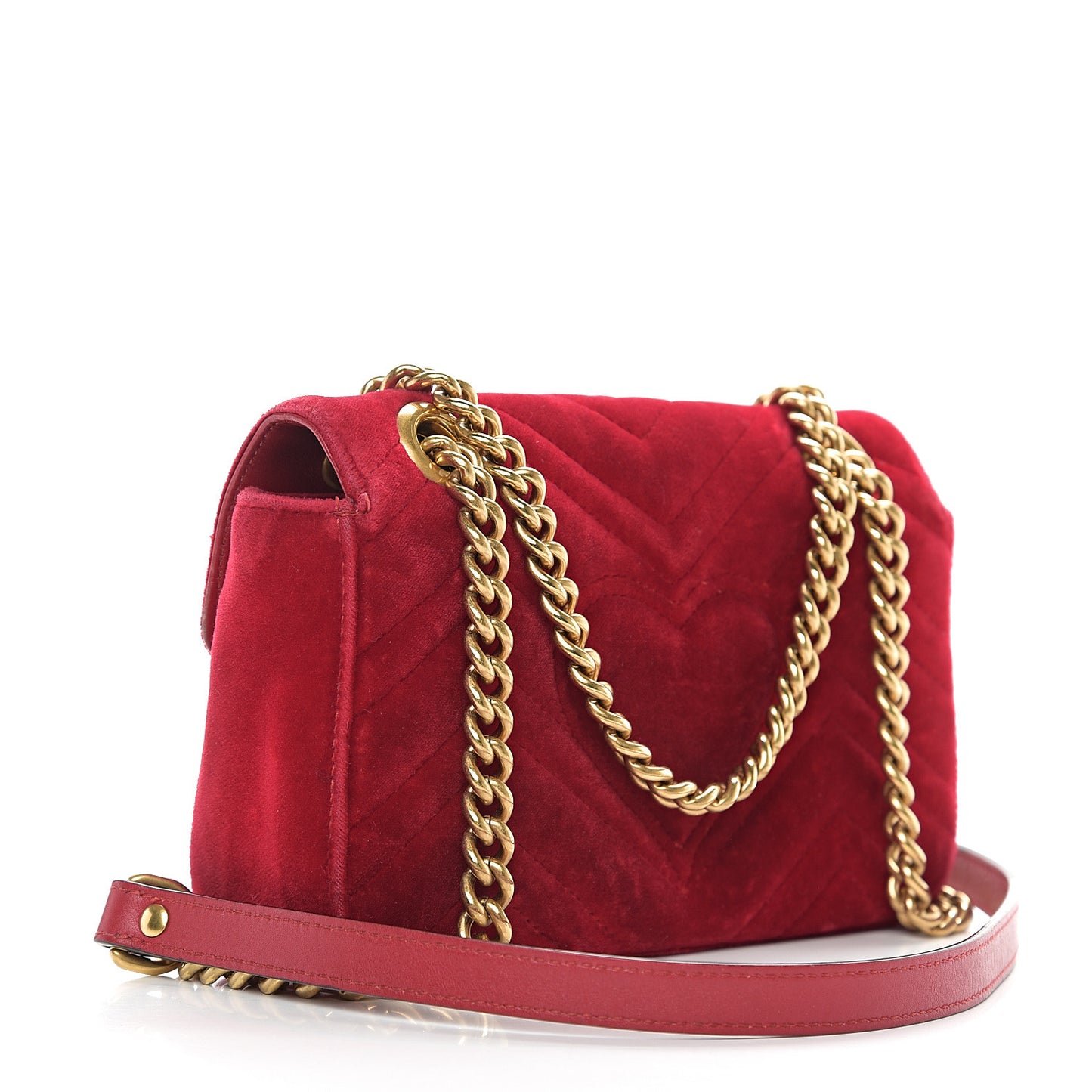 Velvet Matelasse Mini GG Marmont Shoulder Bag Hibiscus Red