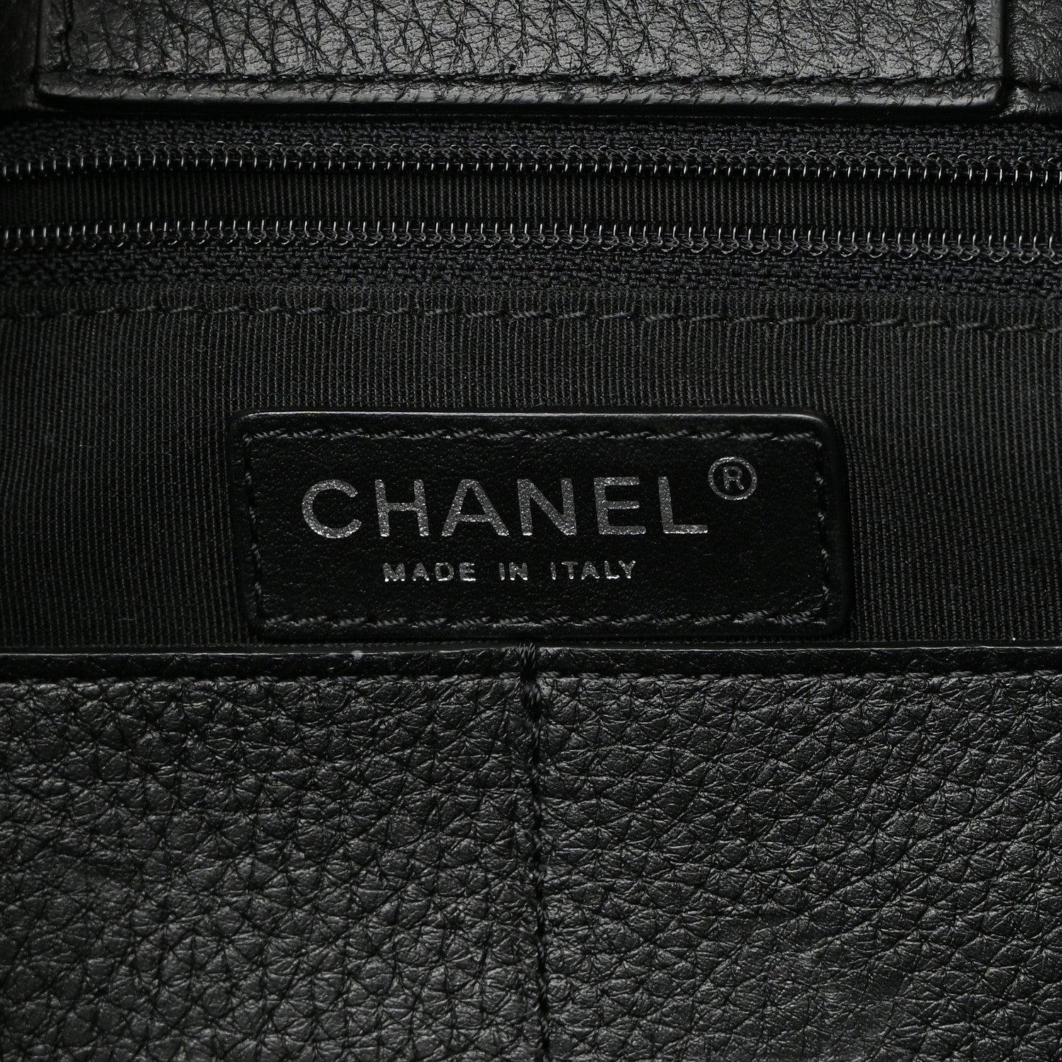 Chanel Deerskin Stitched Medium CC Shopping Tote Black 6 of 16