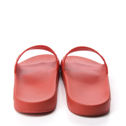 Gucci Rubber GG Monogram Mens Slide Sandals 9 Hibiscus Red 5 of 9