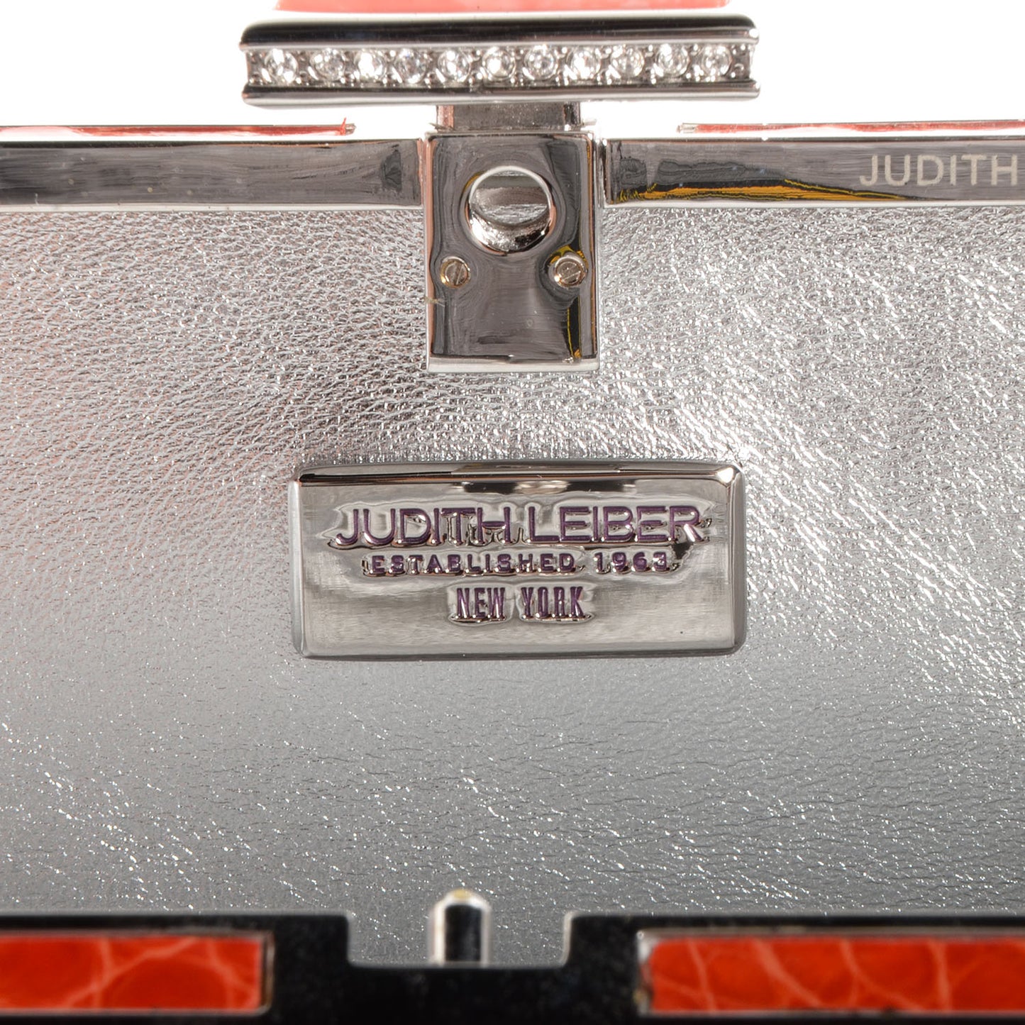 Crocodile Austrian Crystal Box Clutch Tangerine
