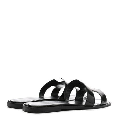 Hermes Patent Oran Sandals 40 Black 4 of 11