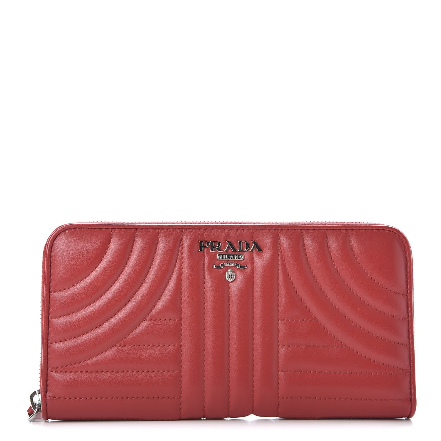 Prada Soft Calfskin Diagramme Zip Around Wallet Rosso 1 of 10