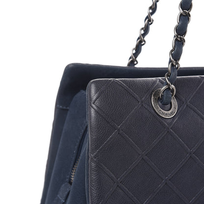 Chanel Calfskin Diamond Embossed Large CC Zip Shopping Tote Blue 9 of 14