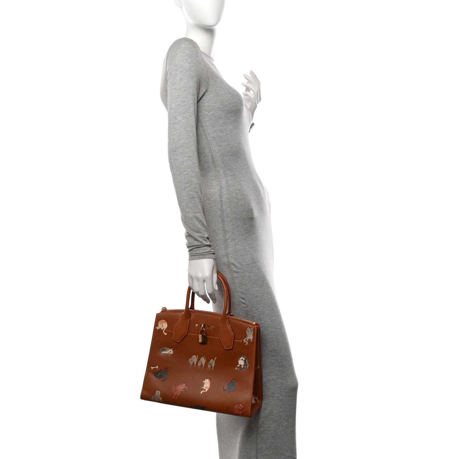 Louis Vuitton Calfskin Catogram City Steamer MM Chataigne 2 of 9