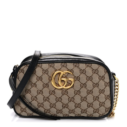 Gucci Monogram Matelasse Diagonal Small GG Marmont Chain Shoulder Bag Beige Black 1 of 10