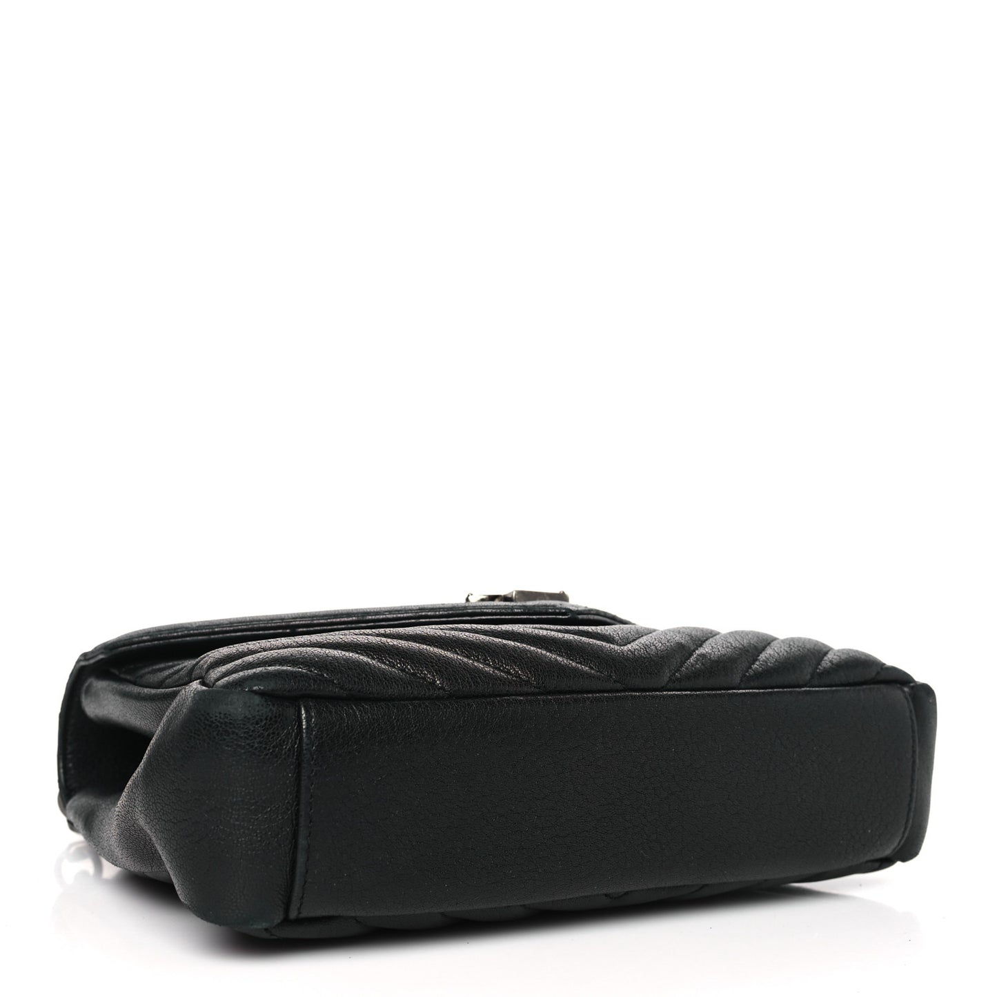 Sheepskin Matelasse Chevron Monogram Medium College Bag Black