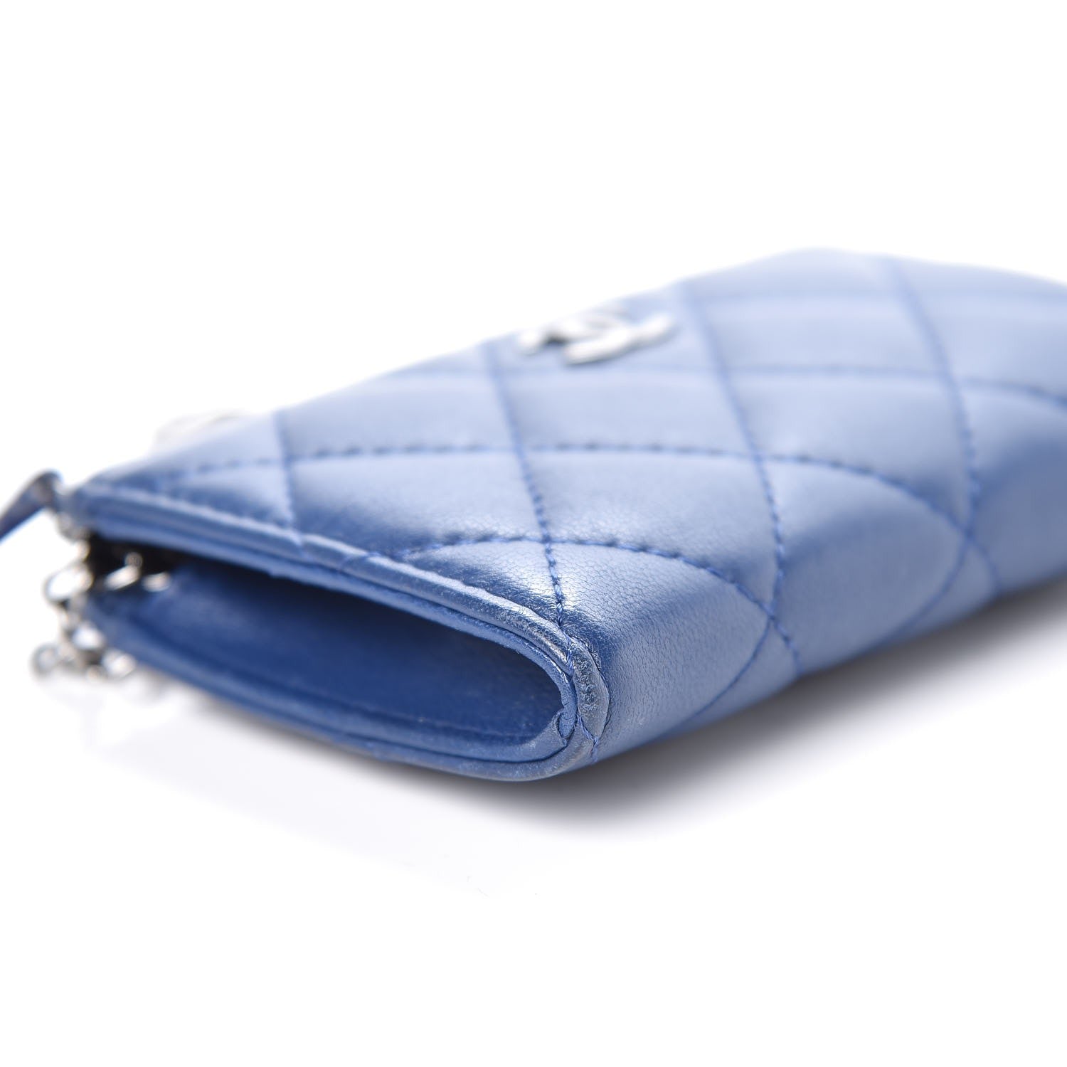 Chanel Lambskin Quilted Key Holder Case Blue 11 of 12