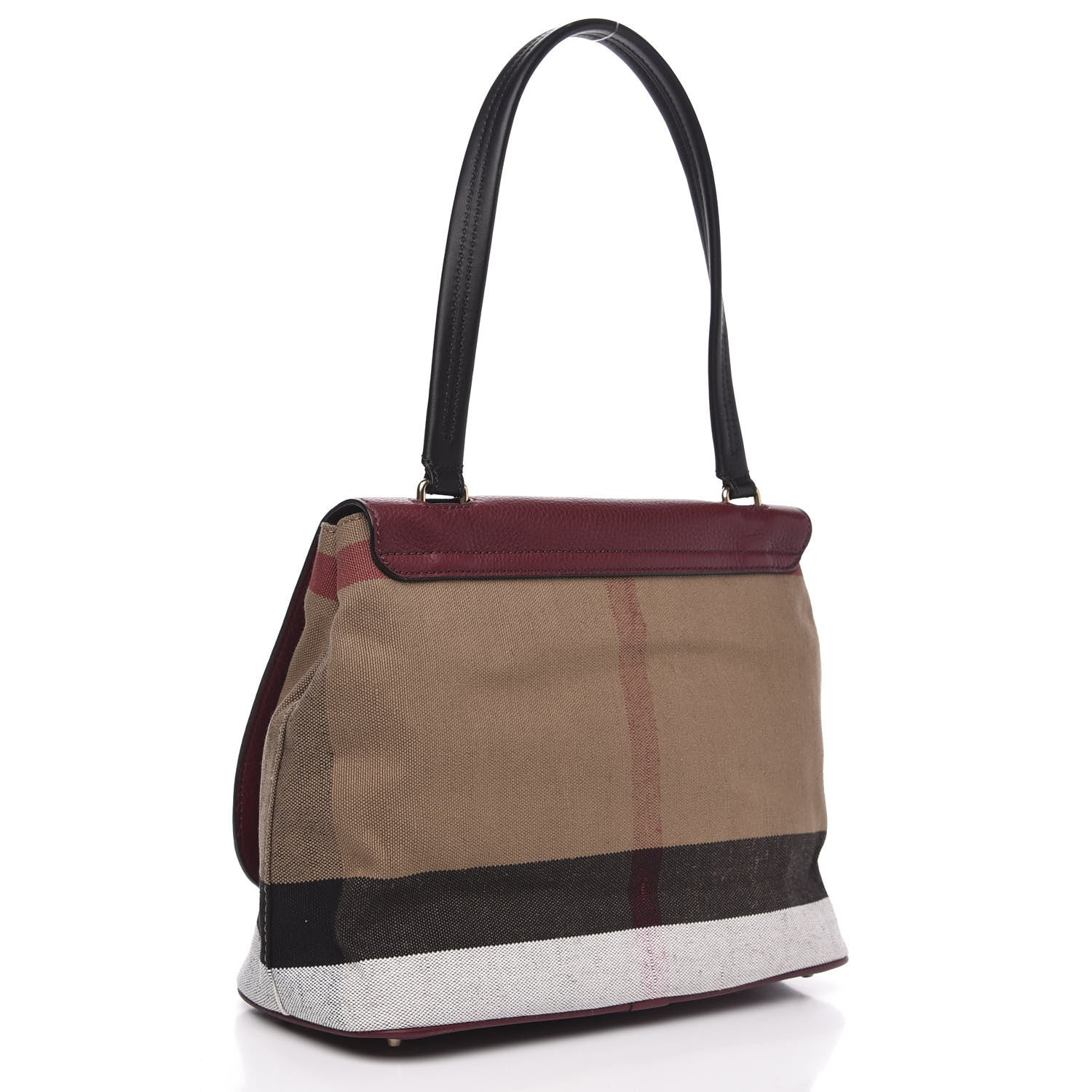 Burberry House Check Calfskin Shoulder Bag Mahogany Red 3 of 10