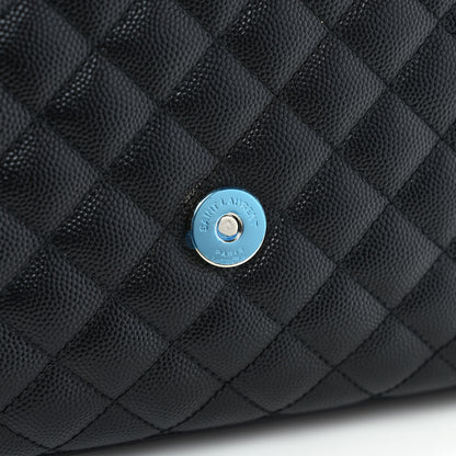 Saint Laurent Grain De Poudre Textured Mixed Matelasse Triquilt Medium Monogram Satchel Black 10 of 10