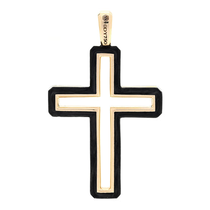 David Yurman 18K Yellow Gold Forged Carbon 24mm Cross Pendant 3 of 4