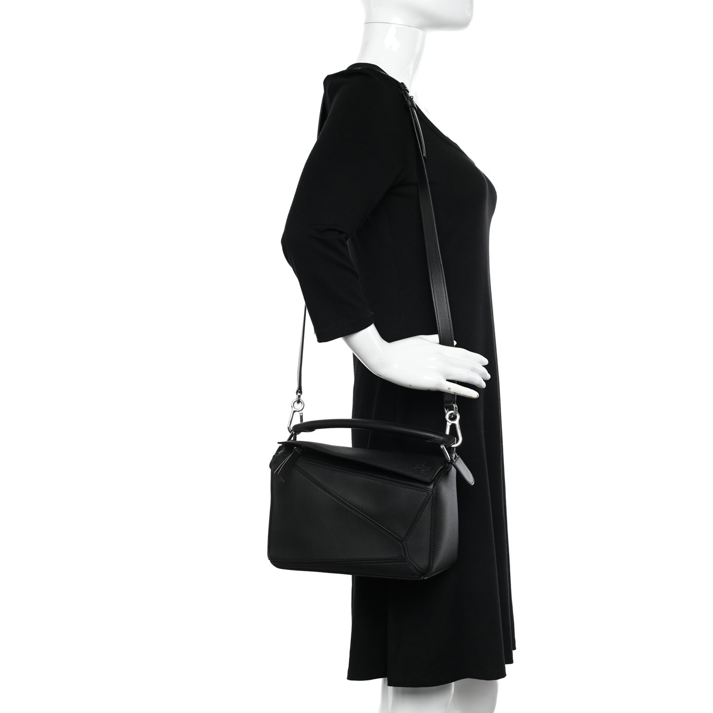 Calfskin Small Puzzle Bag Black