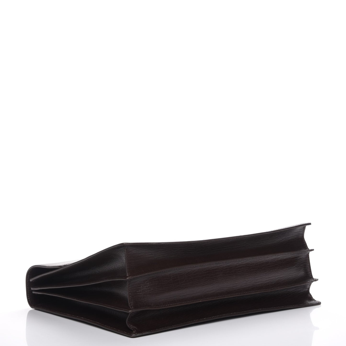 Calfskin Embossed Gusset Briefcase Brown