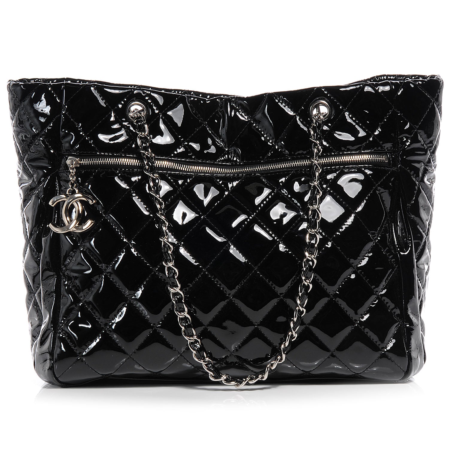 Chanel Patent Quilted Chic and Glitter Large Tote Black 1 of 7