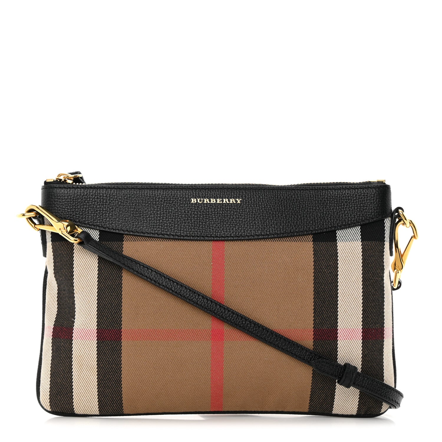 Burberry House Check Derby Peyton Crossbody Clutch Bag Black 1 of 13