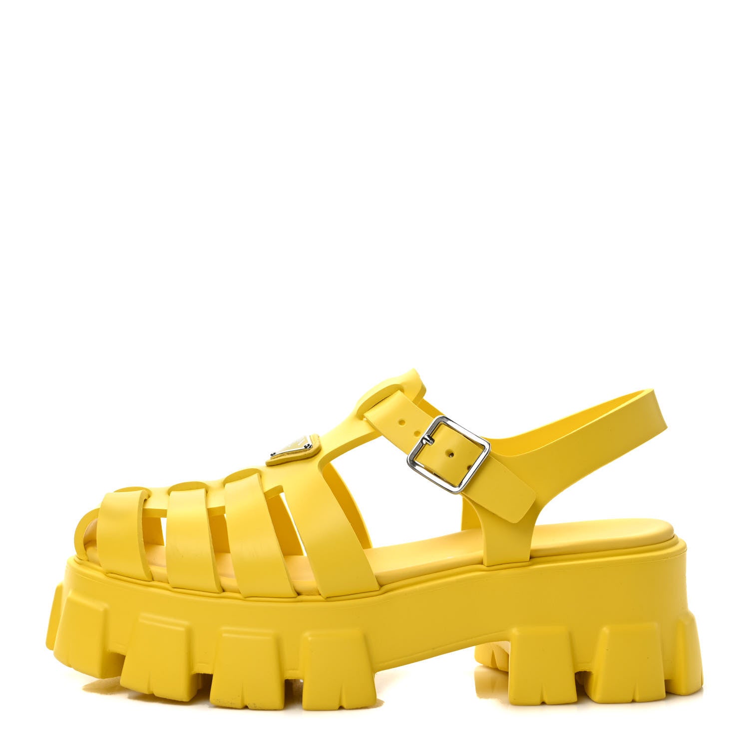 Prada Foam Rubber Metal Triangle Logo Monolith 55mm Cage Sandals 40 Sole 1 of 9