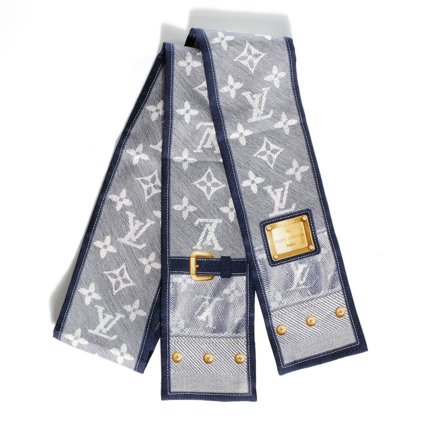 Silk Monogram New Denim Bandeau Marine