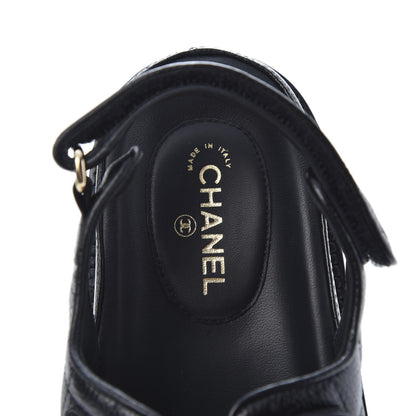 Chanel Grained Calfskin Velcro Dad Sandals 37.5 Black 7 of 8