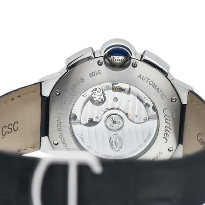 Cartier Stainless Steel Alligator 44mm Ballon Bleu De Cartier Chronograph Automatic Watch 4 of 5