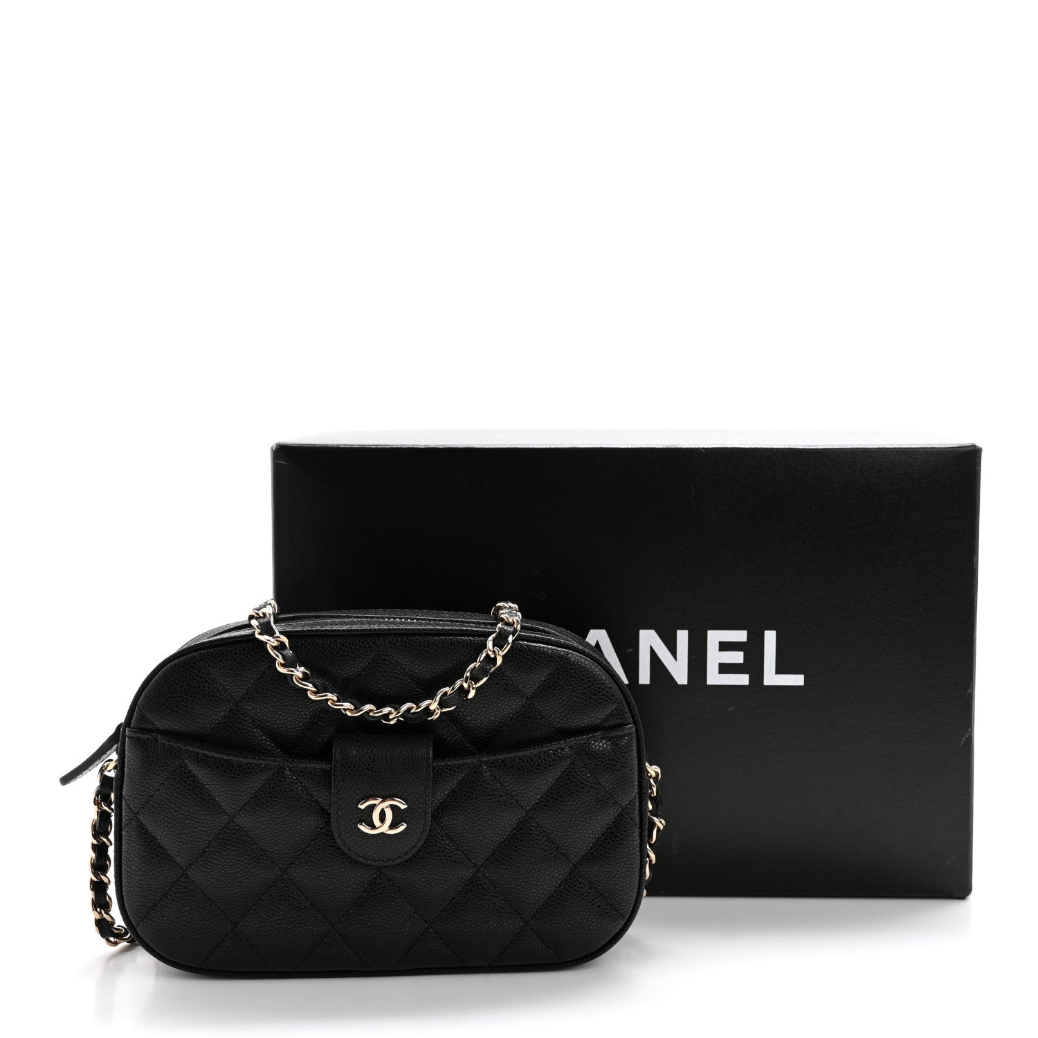Chanel Caviar Quilted Chain Camera Bag Black 12 of 12