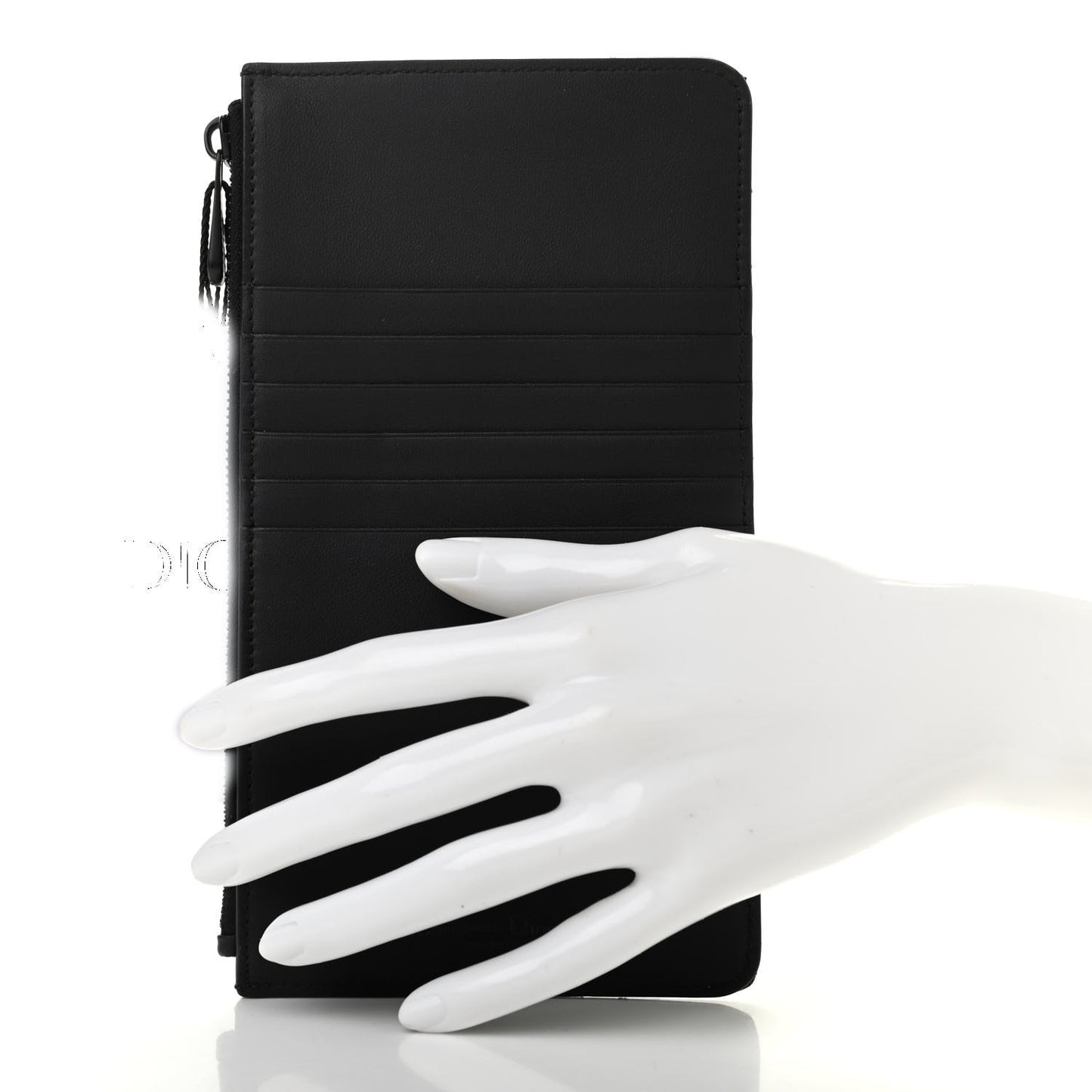 Ultra Matte Lambskin Cannage Small Lady Dior Zip Card Holder Black