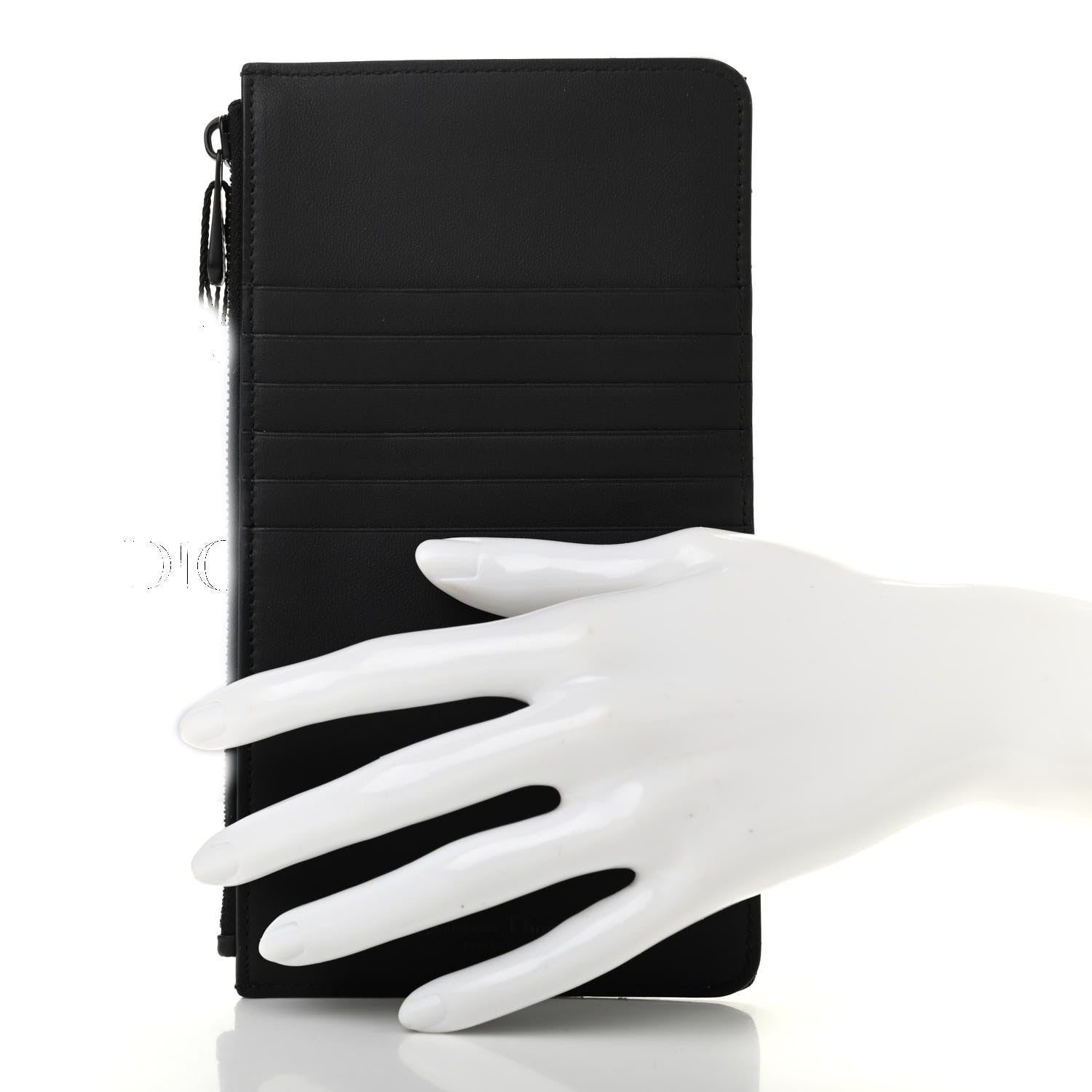 Christian Dior Ultra Matte Lambskin Cannage Small Lady Dior Zip Card Holder Black 2 of 9