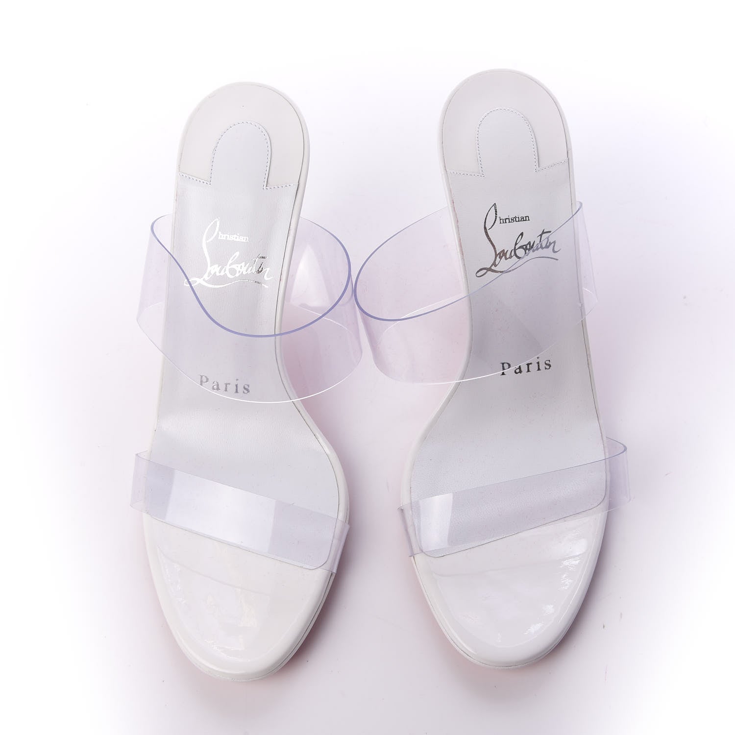 Christian Louboutin Patent PVC Just Nothing 85 Slide Sandals 36.5 White 6 of 9