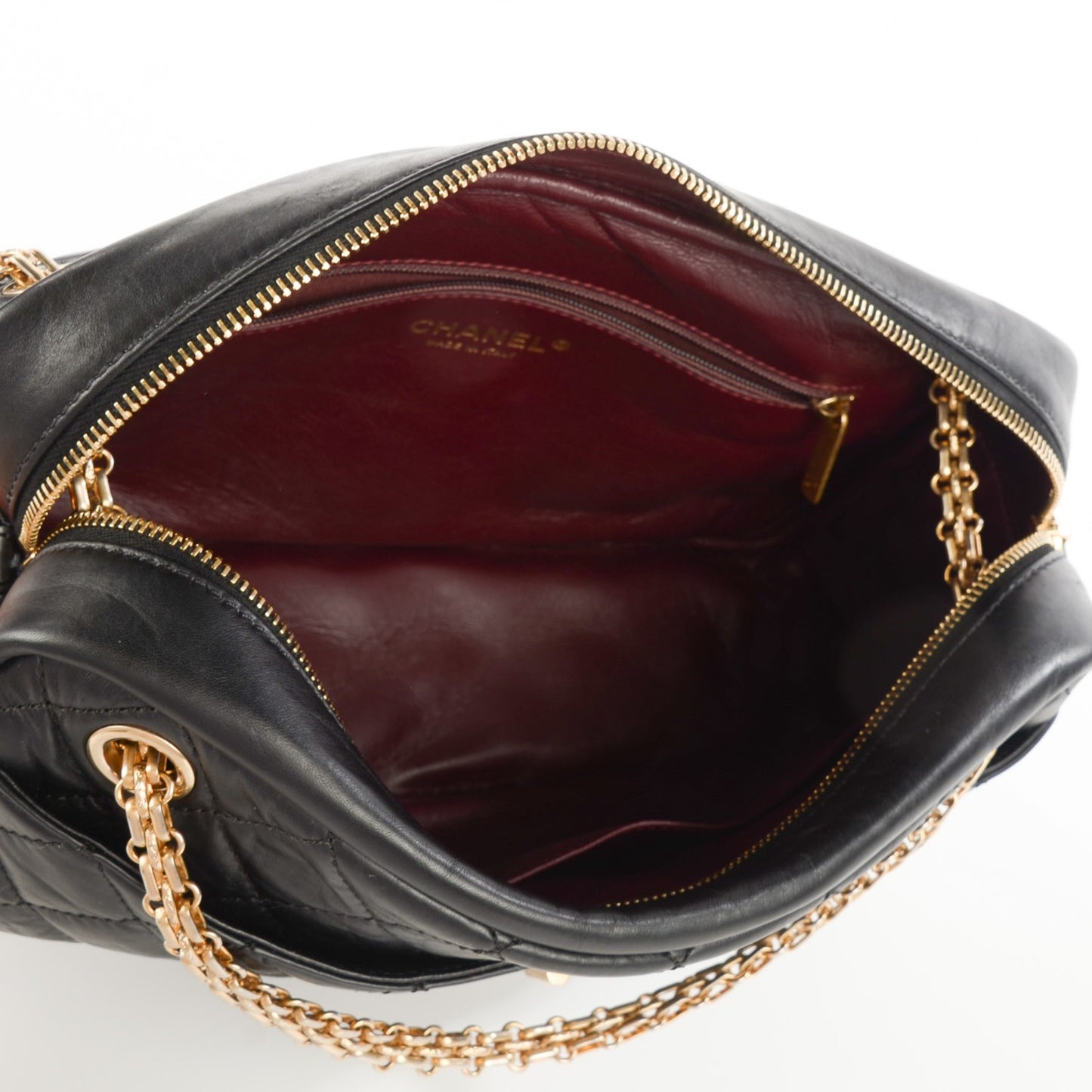Aged Calfskin Quilted Medium Reissue Camera Case Black