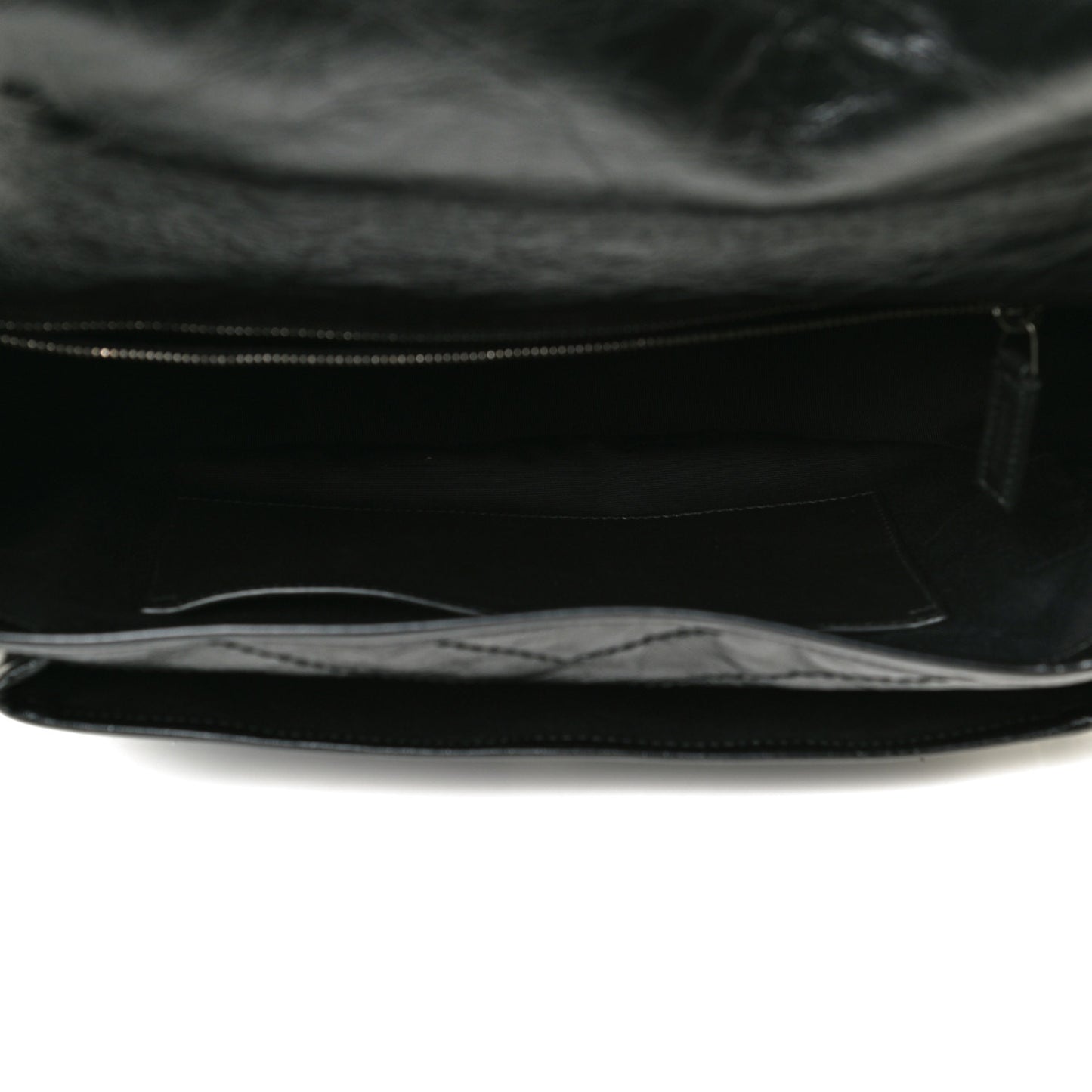 Crinkled Calfskin Matelasse Monogram Large Niki Chain Satchel Black